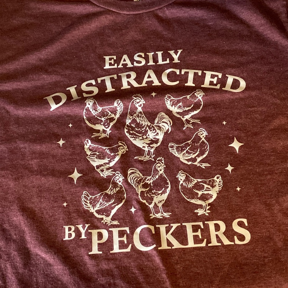 Maroon Graphic Tee with Chicken Print